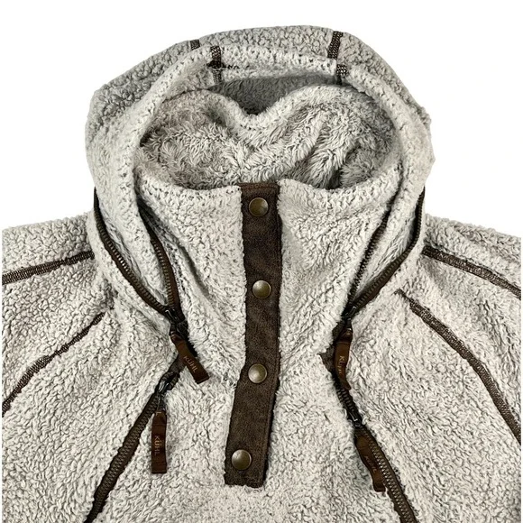 Kuhl Flight Jacket Hoodie Women's Small Stone Faux Fur Fleece Full Zip $189 MSRP - Picture 5 of 14